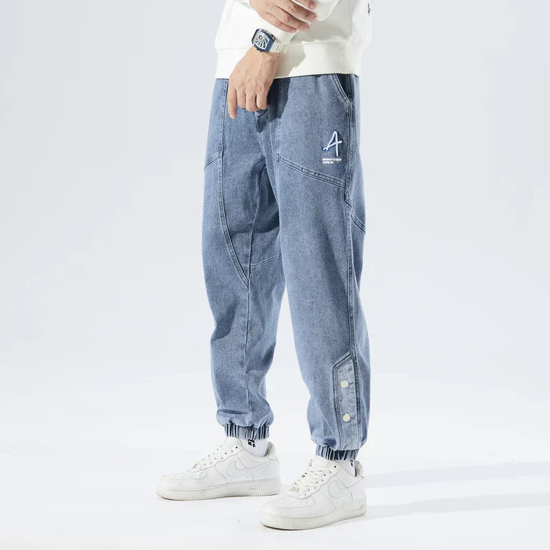 Stretchy Relaxed Men's Denim Joggers - Baggy Tapered, Denim - Tophatter Daily Deals