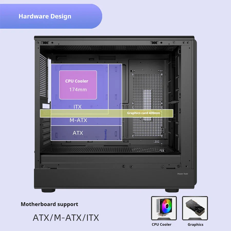 PC Case Glass Side ATX M ATX ITX Support 360mm Radiator - Tophatter Daily Deals