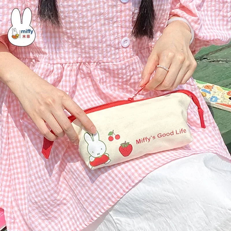 Miffy Strawberries Canvas Pencil/Cosmetic Case Animals - Tophatter Daily Deals