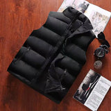 Warm Slim Men’s Puffer Vest - Stand Collar, Polyester, Casual - Tophatter Daily Deals