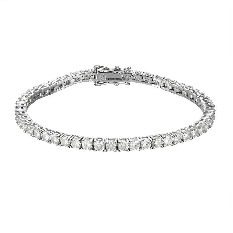 Moissanite 2mm Tennis Bracelet Sterling Silver White 3mm - Tophatter Daily Deals