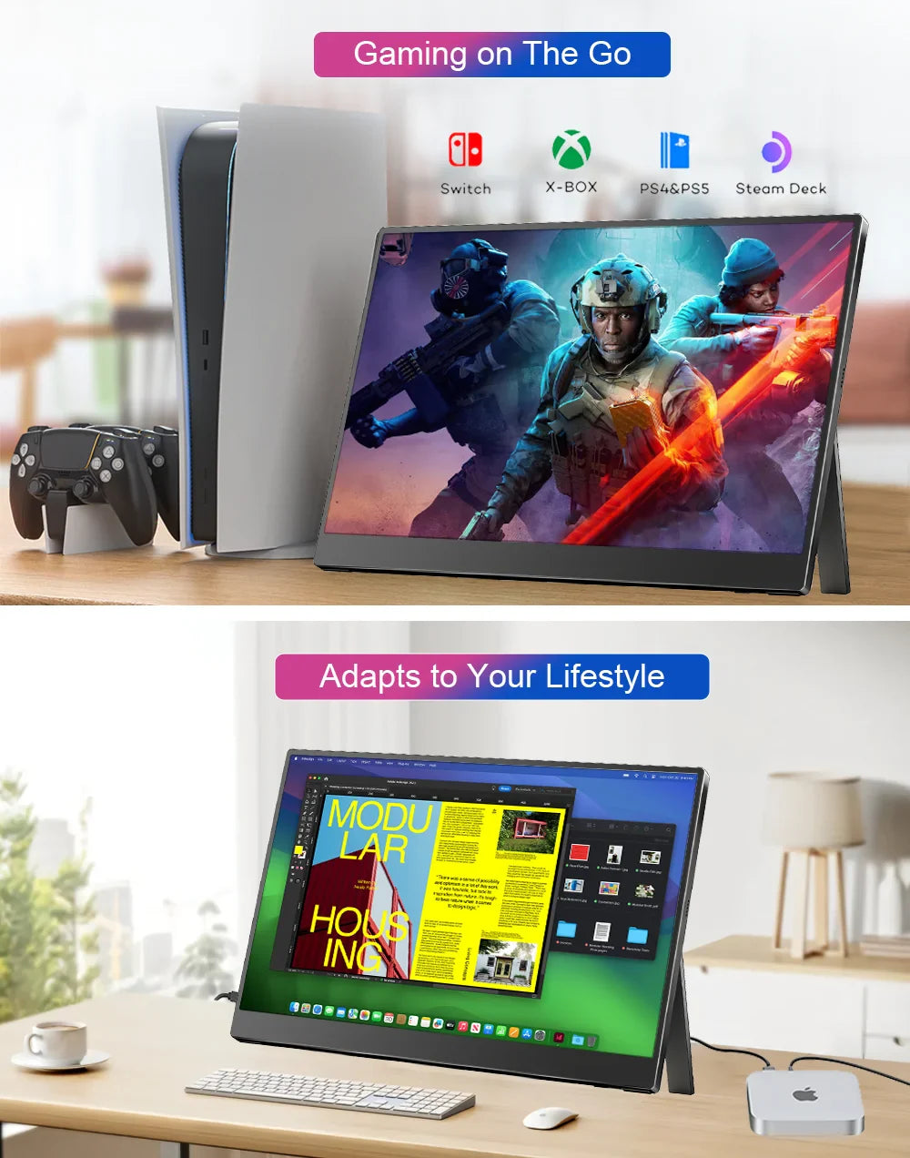 Portable 15.6 Inch FHD IPS Gaming Monitor 3ms Speaker - Tophatter Daily Deals