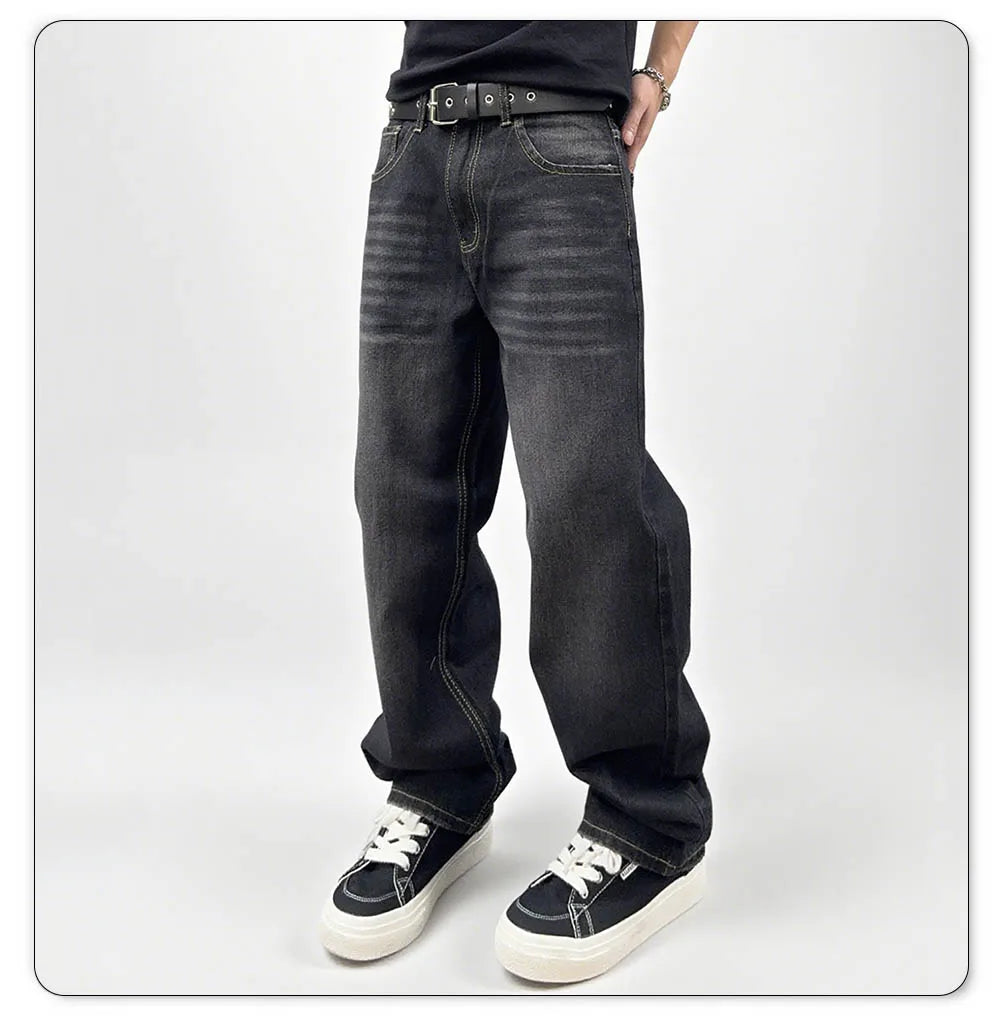 Oversized Men's Jeans - Straight Cut, Washed Denim, Autumn - Tophatter Daily Deals