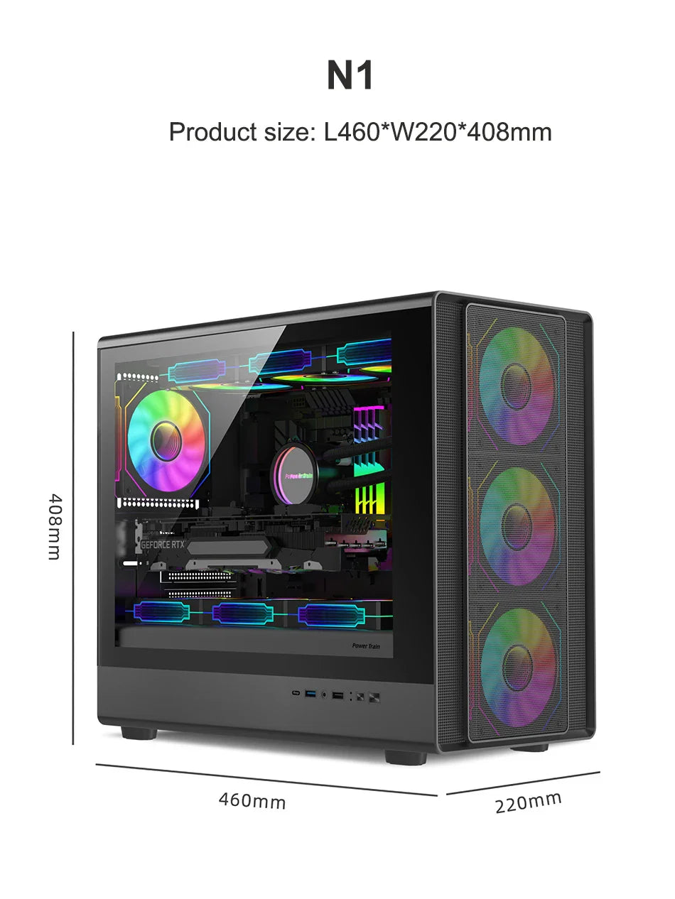 Mini ITX PC Case Tempered Glass 360mm Water Cooling - Tophatter Daily Deals