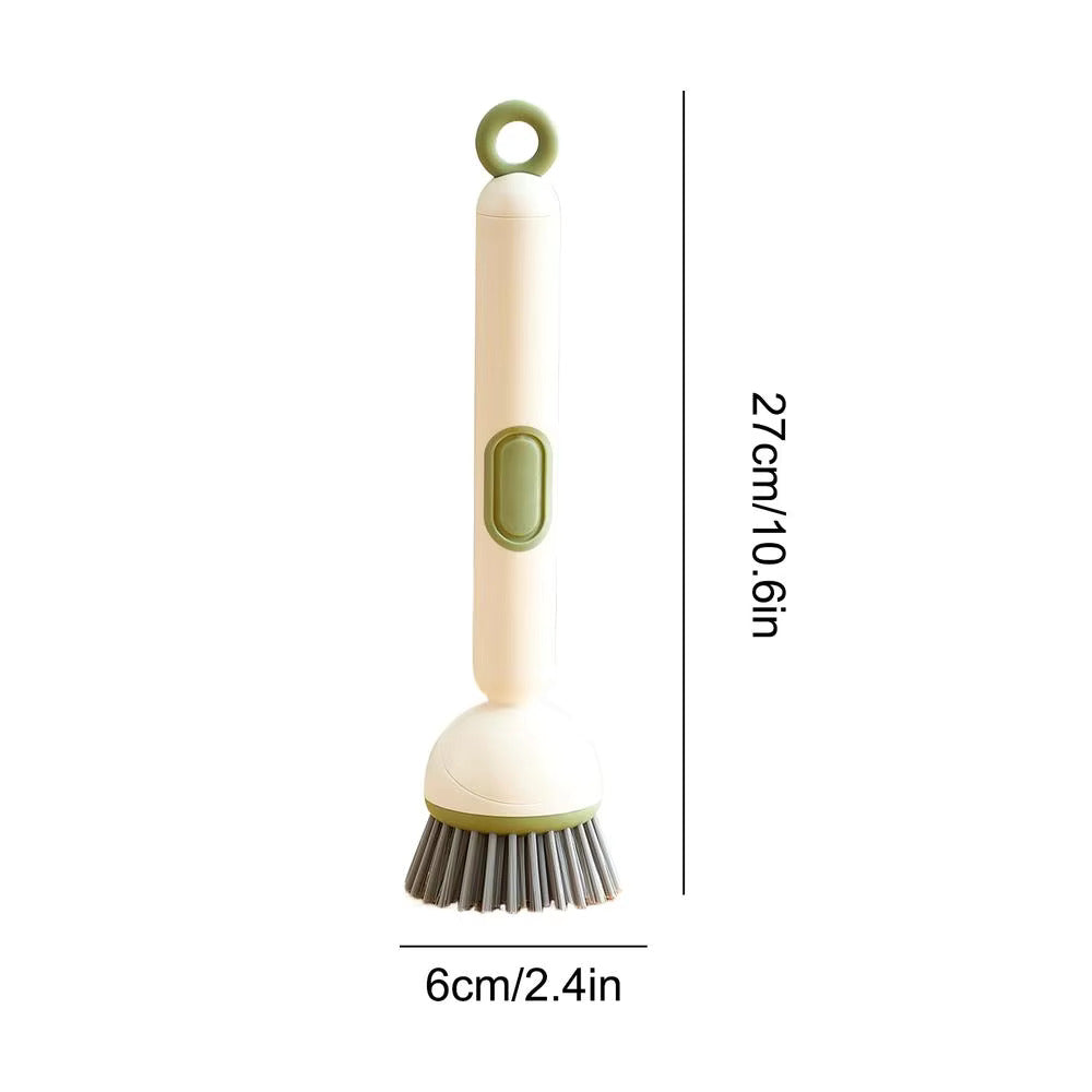 Long Handle Dish Brush with Soap Dispenser and Rotating Scrubber Head