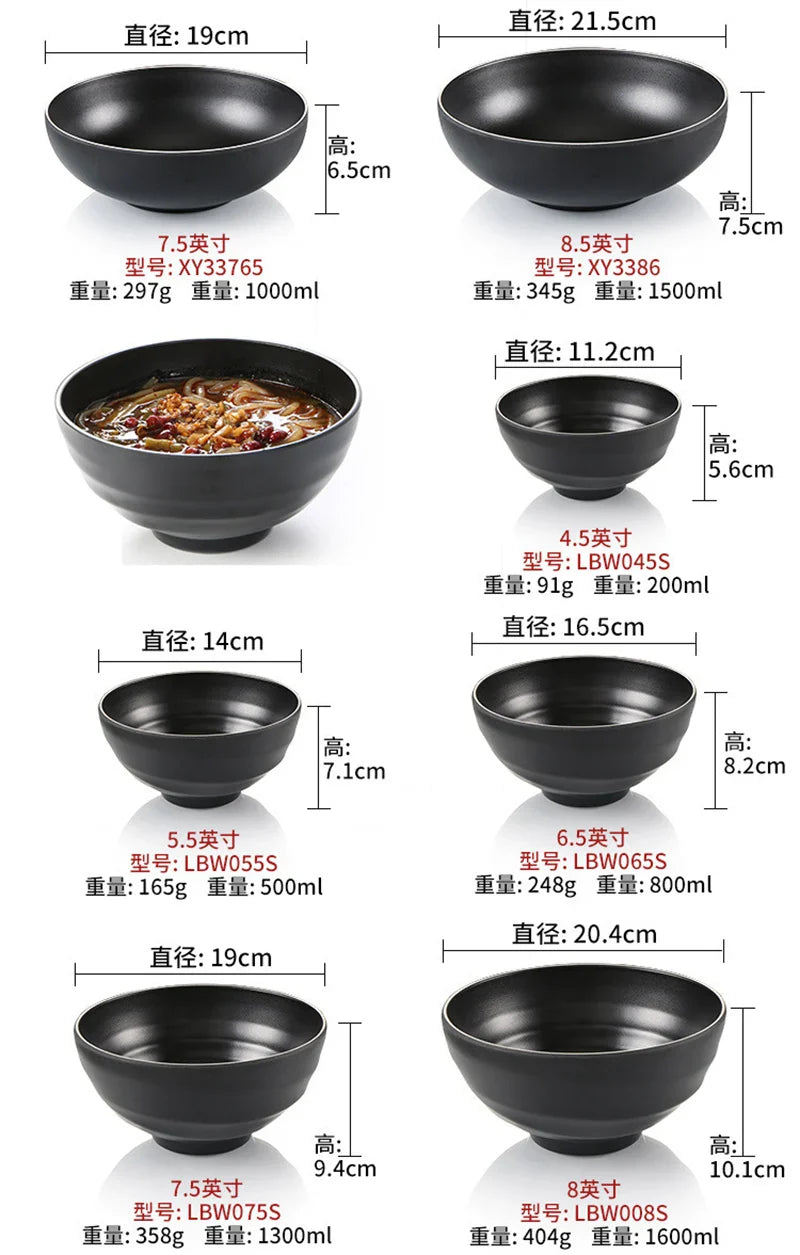 Ramen Bowl Black Plastic Japanese Style Noodle Bowl - Tophatter Daily Deals