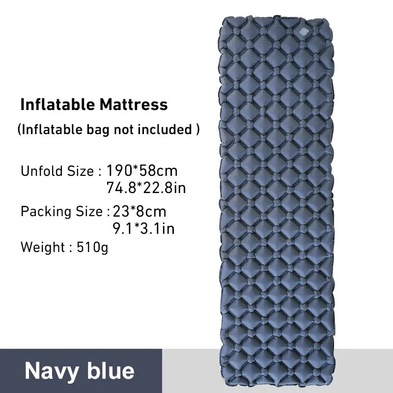 Inflatable Camping Sleeping Pad Nylon Air Mattress Blue - Tophatter Daily Deals