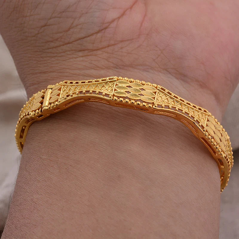 Gold Plated Bangles Luxury Arabic Wedding Bracelet - Tophatter Daily Deals