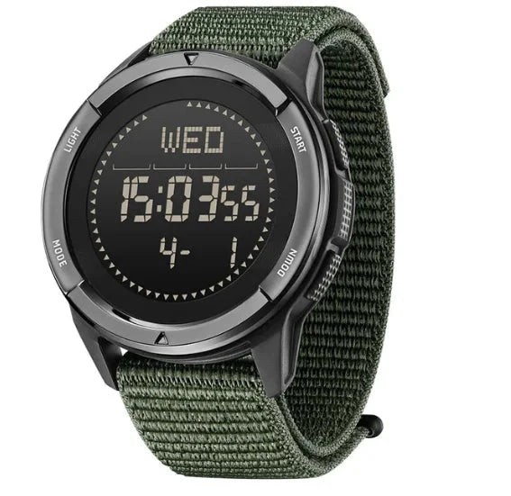 Digital 45mm Carbon Fiber Watch Nylon Strap Waterproof Green Black Strap - Tophatter Daily Deals