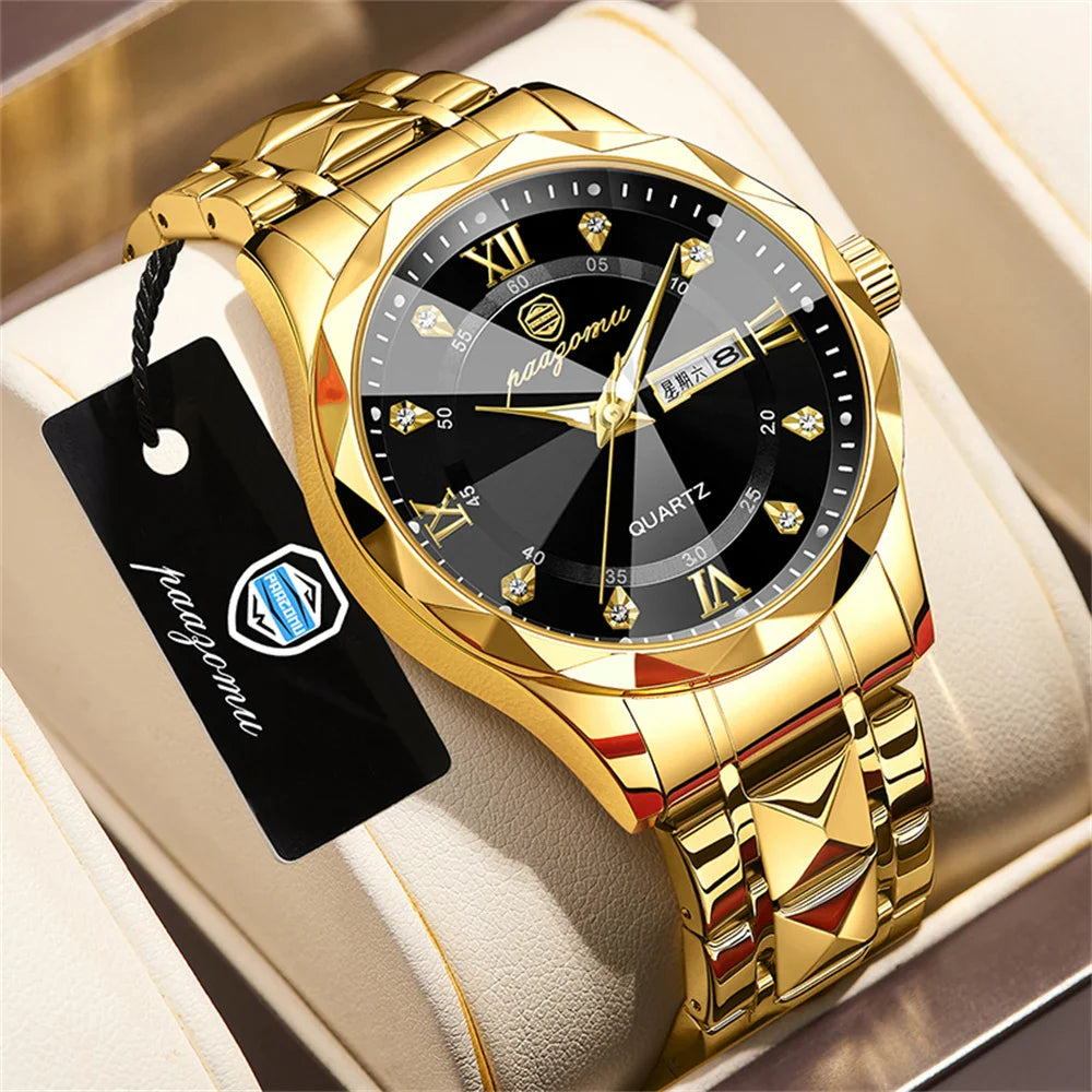 Quartz Stainless Steel Dress Watch Waterproof Glow Dial - Tophatter Daily Deals