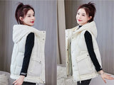 Warm Cozy Women Puffer Vest - Hooded Midlength, Winter - Tophatter Daily Deals