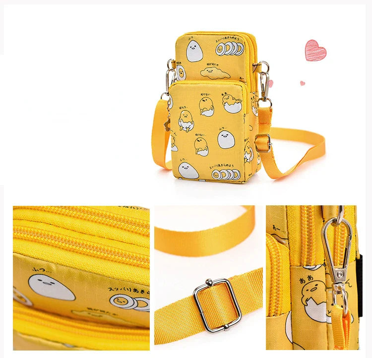 Sanrio New Gudetama Mobile Messenger Bag Lazy Egg Mini Small Bag Coin Purse Food - Tophatter Daily Deals