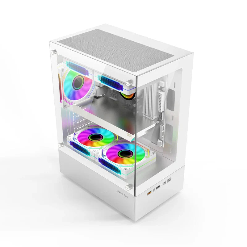 Mini ITX PC Case 240mm Water Cooling MicroATX Chassis White - Tophatter Daily Deals