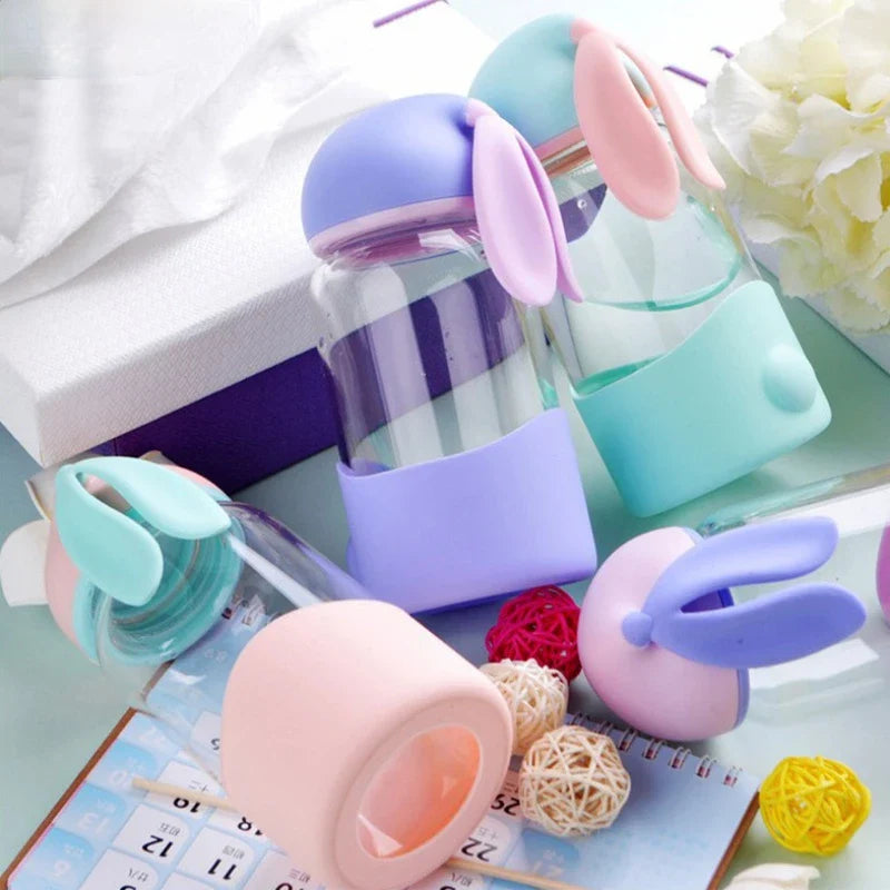 Glass Rabbit Bunny Water Bottle 340ml Animals - Tophatter Daily Deals