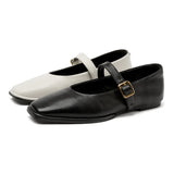 Supportive Women Mary Jane Flats - Square Toe, Leather - Tophatter Daily Deals