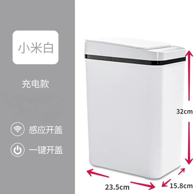Smart Trash Can Automatic Sensor Bin Touchless Odor Control White-USB charging - Tophatter Daily Deals