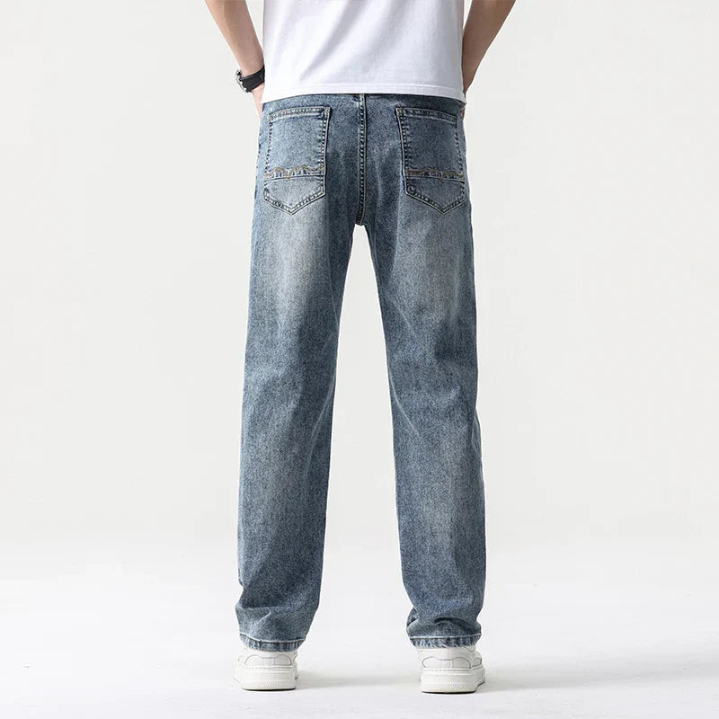 Oversized Men’s Wide Leg Jeans - Straight Lyocell, Casual - Tophatter Daily Deals