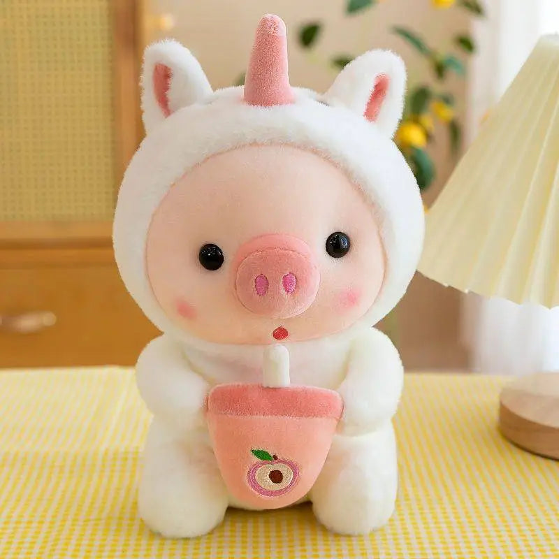 Bubble Tea Pig Plush White Unicorn Animals - Tophatter Daily Deals