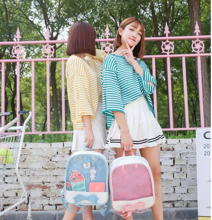 Clear Transparent Bow School Backpack Rucksack Japanese School Mythical - Tophatter Daily Deals