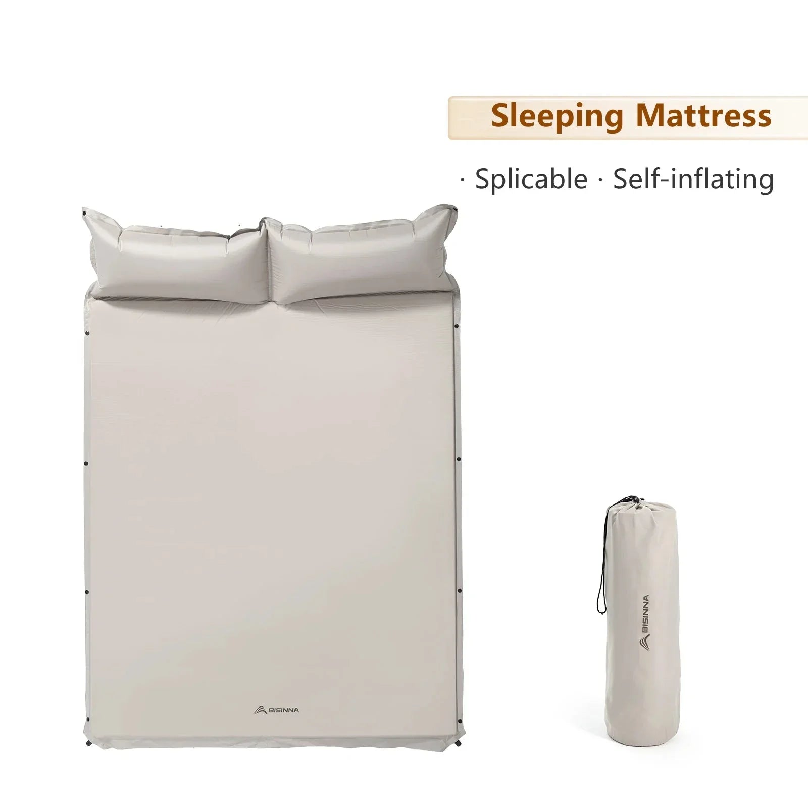 Self-Inflating Camping Mattress with Built-In Pillow Grey Camping & Hiking - Tophatter Daily Deals