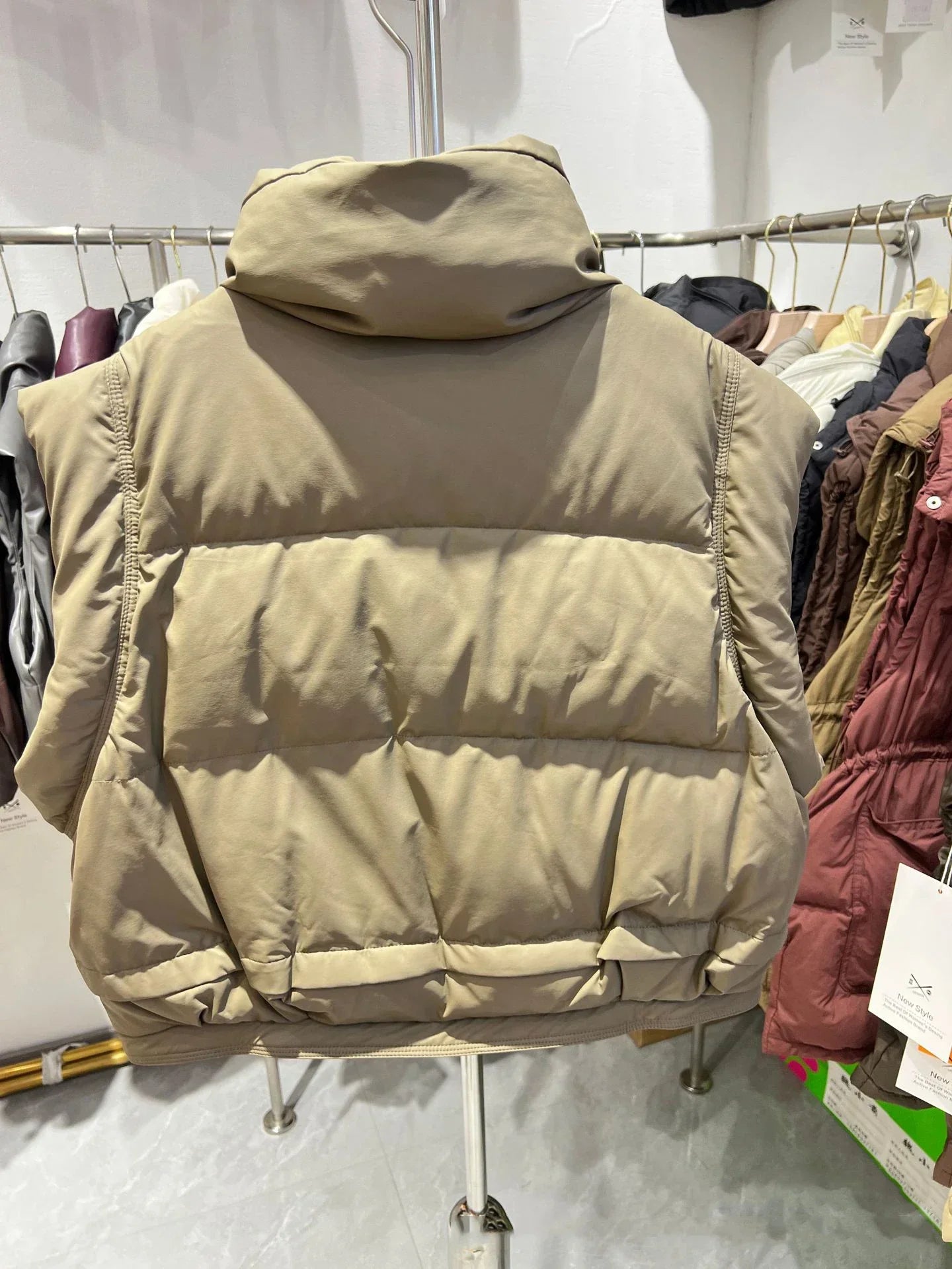 Warm Women’s Down Vest - Cropped Boxy, PU, Winter Layering - Tophatter Daily Deals