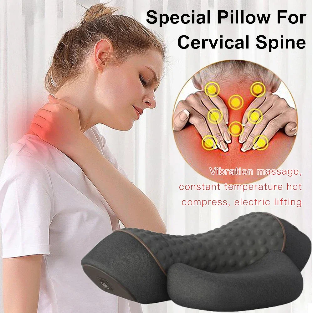 Neck Massage Pillow Heating Vibration Memory Foam Support - Tophatter Daily Deals