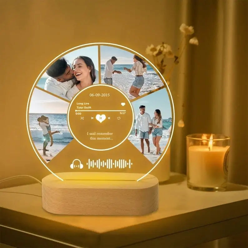 Customized Spotify Music Plaque Gifts For Anniversary Day Personalized Acrylic Photo Frame Lamp Custom Romantic Birthday Gifts Version D - Tophatter Daily Deals