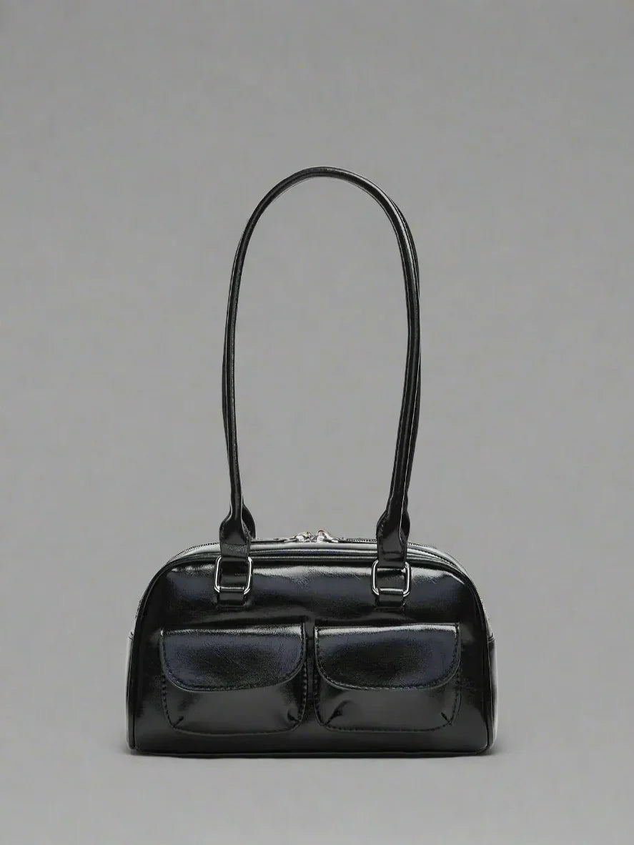 Womens PU Bowling Box Handbag Boston Tote Apparel & Accessories > Handbags, Wallet's & Cases > Handbags - Tophatter Daily Deals