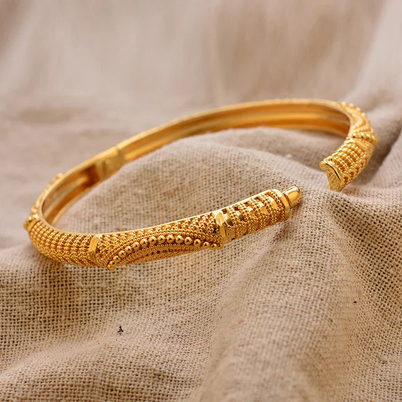 Gold Plated Bangles Luxury Arabic Wedding Bracelet - Tophatter Daily Deals