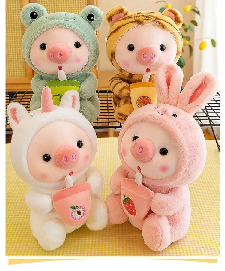 Bubble Tea Pig Plush Animals - Tophatter Daily Deals
