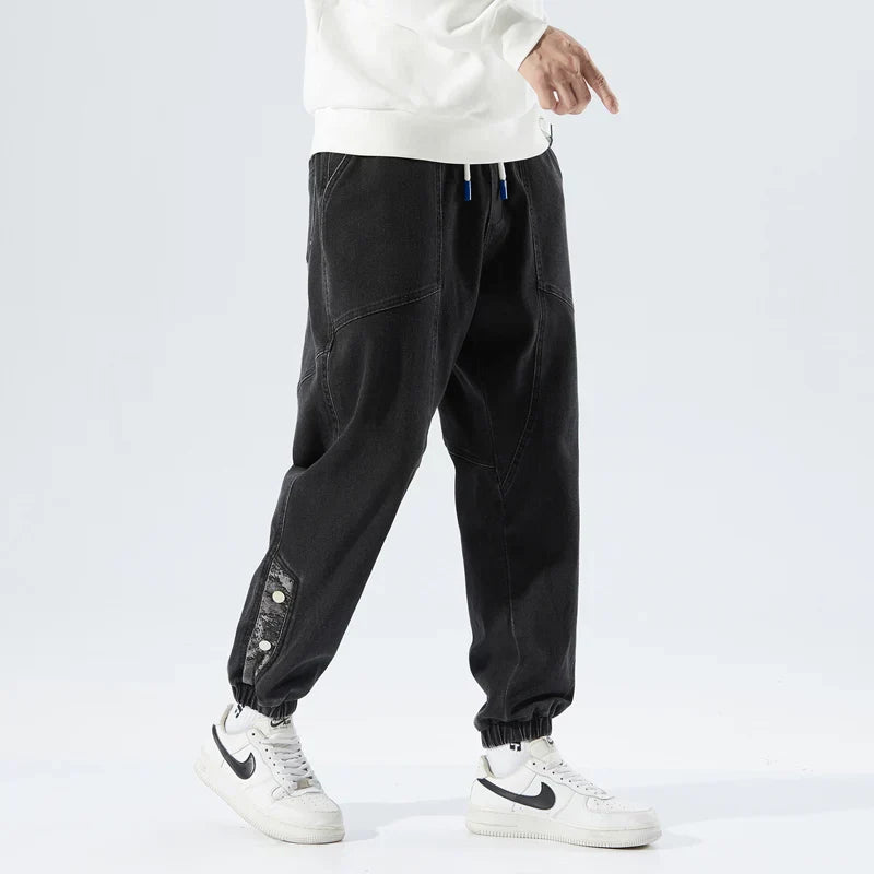Stretchy Relaxed Men's Denim Joggers - Baggy Tapered, Denim - Tophatter Daily Deals