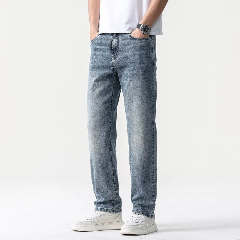 Oversized Men’s Wide Leg Jeans - Straight Lyocell, Casual - Tophatter Daily Deals