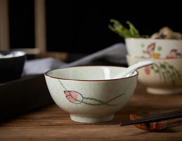 Ceramic 4.5 Inch Japanese Rice Bowl Retro Home Tableware - Tophatter Daily Deals