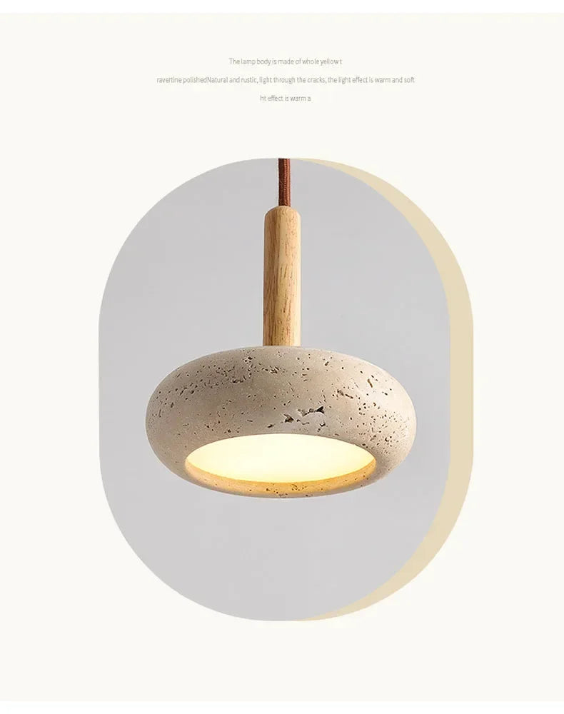 Japandi LED Pendant Lamp Yellow Stone Wabi Sabi Ambient Design - Tophatter Daily Deals