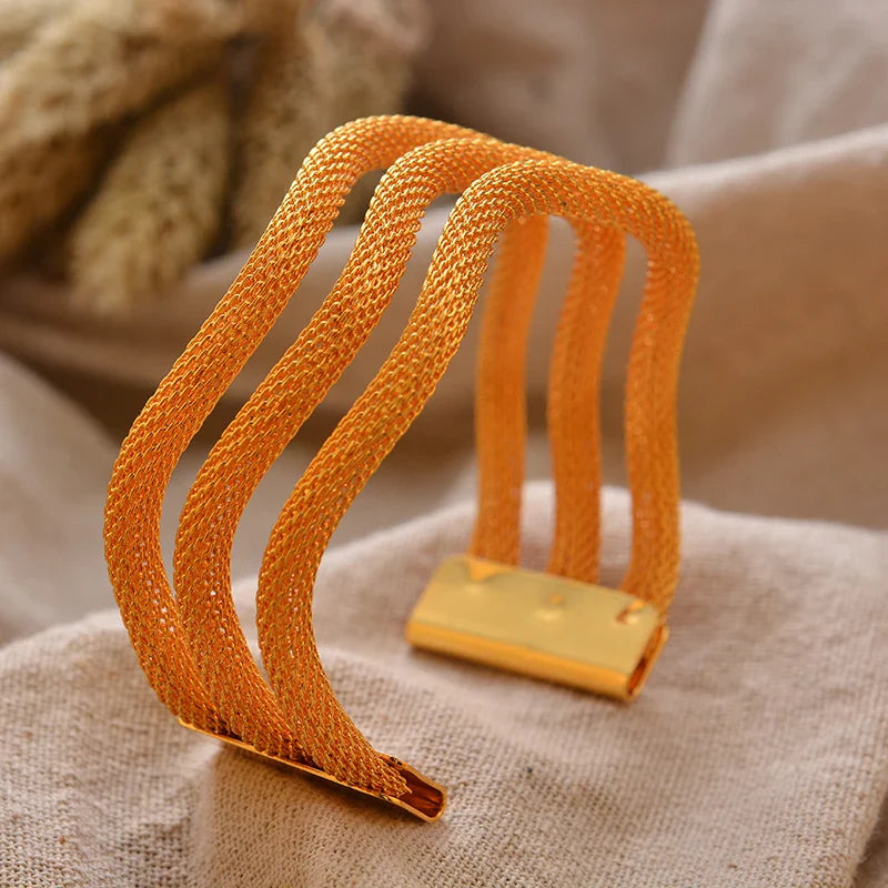 Gold Plated Bangles Luxury Arabic Wedding Bracelet style10 58-60mm - Tophatter Daily Deals