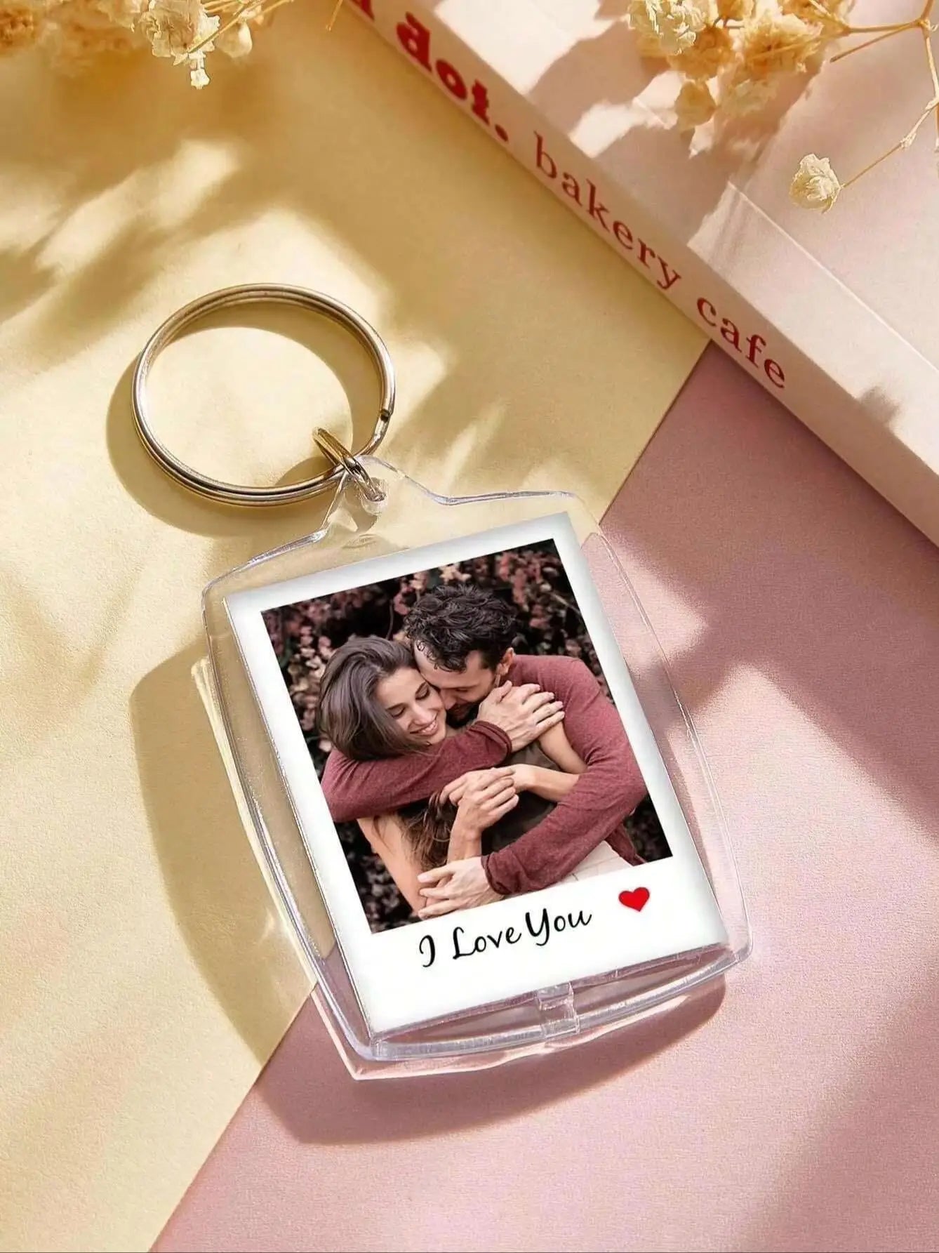 Custom Photo And Text Keychain, Personalized Acrylic Keychain, Couple Keychain, Birthday's Gift, Anniversaries, Couples Gift. - Tophatter Daily Deals