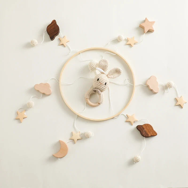 Wooden Rabbit Crib Mobile Newborn Sensory Toys Soft - Tophatter Daily Deals
