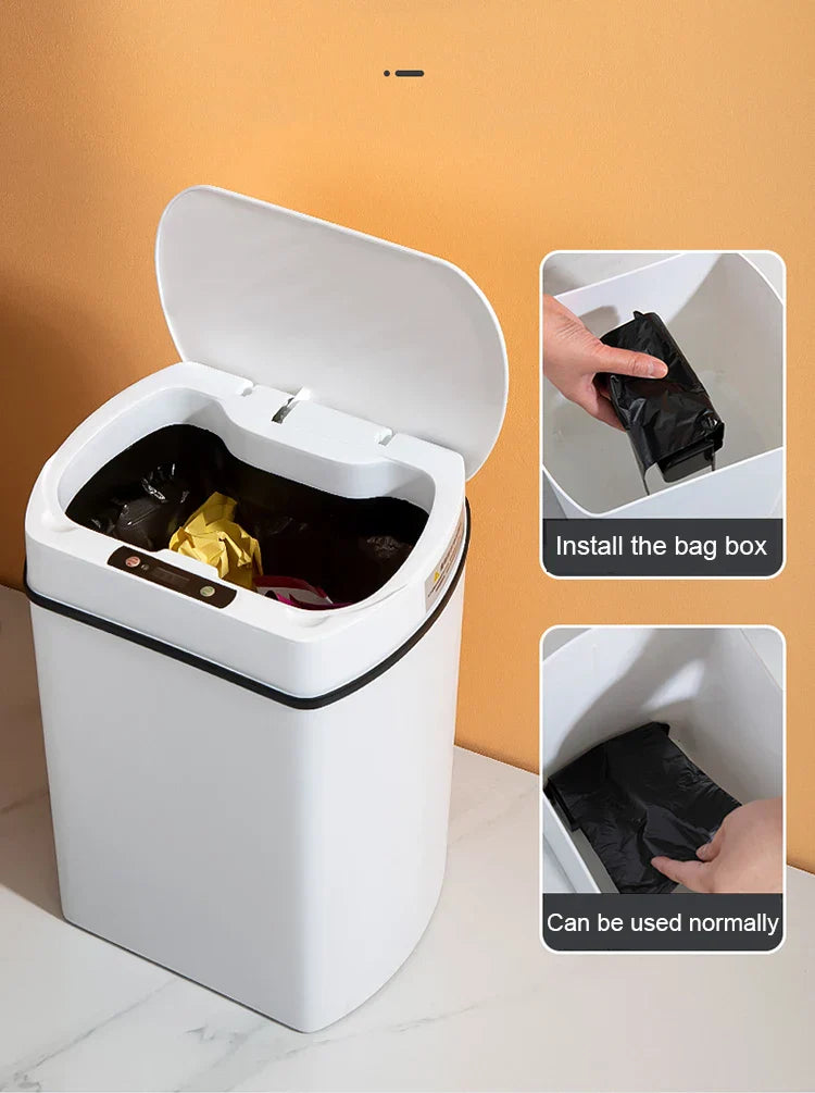 Smart Sensor Trash Can Rectangular Kitchen Bathroom - Tophatter Daily Deals