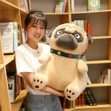 3D Brown Pug Plushie With Green Collar Animals - Tophatter Daily Deals