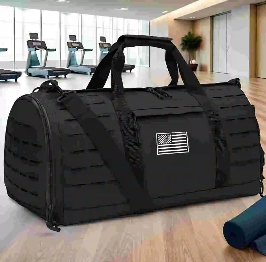 40L Tactical Sports Gym Travel Duffel Bag Black Duffel Bags - Tophatter Daily Deals
