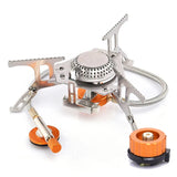 3500W Portable Folding Camping Gas Stove with Adapter Silver Camp Cooking - Tophatter Daily Deals