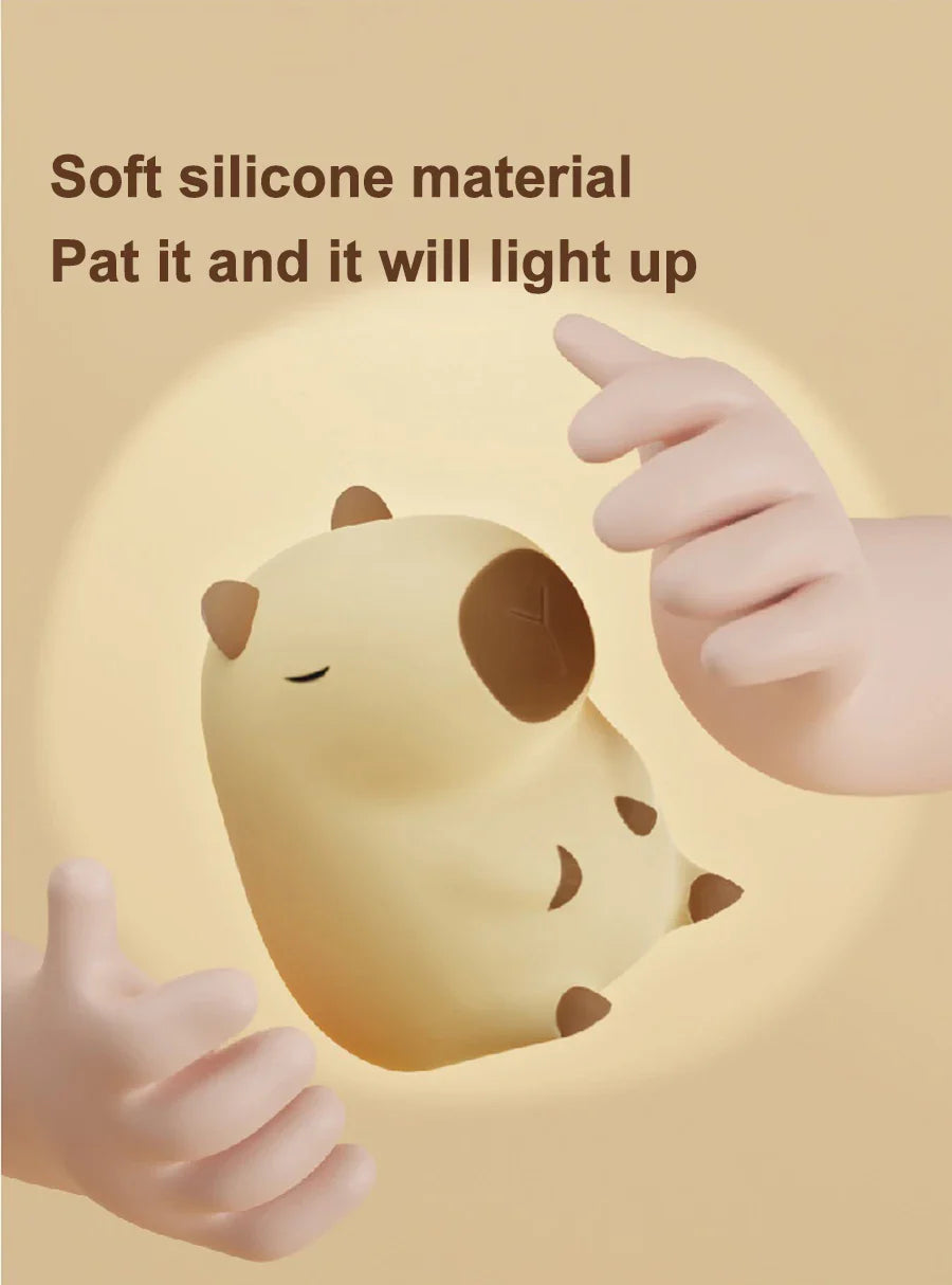 Capybara Silicone Night Light USB Rechargeable Timing Dimming Animals - Tophatter Daily Deals