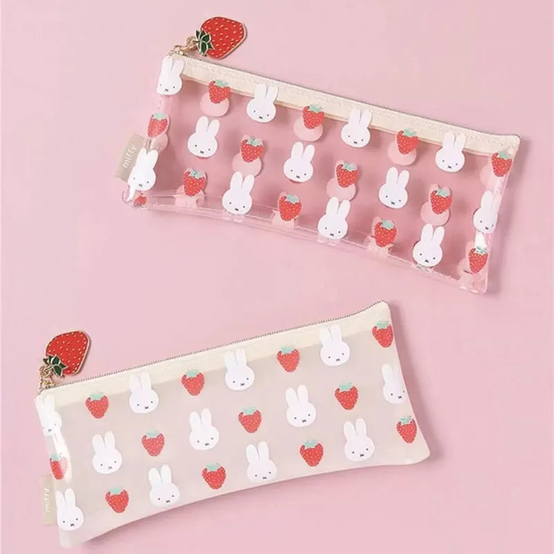 Miffy Strawberry Transparent PVC Zipped Case Animals - Tophatter Daily Deals