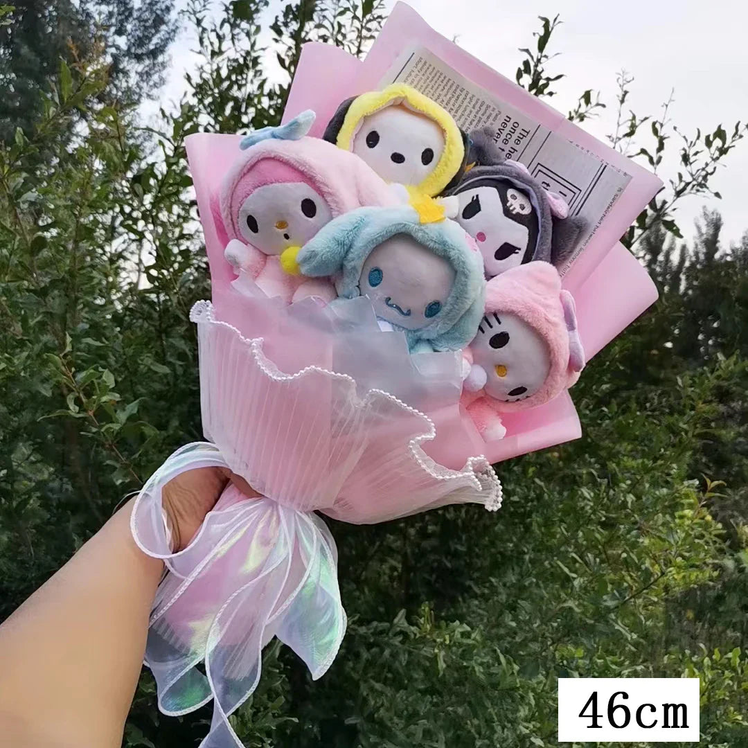 Sanrio Kuromi My Melody Hello Kitty Cinnamoroll Plush Bouquet Sanrio Friends (Pink) Flowers - Tophatter Daily Deals