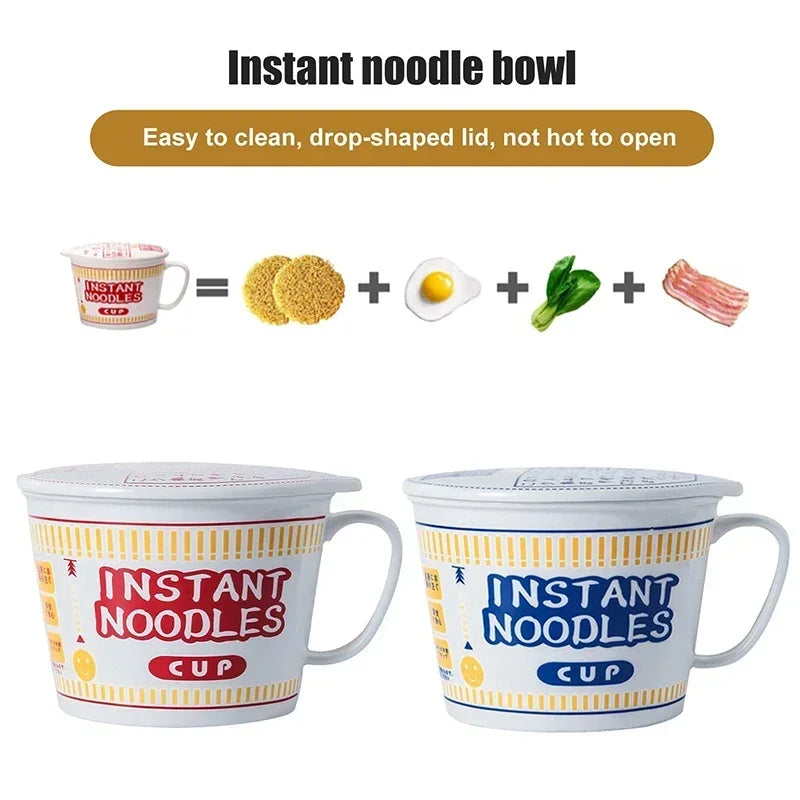 Instant Noodle Bowl Ceramic With Handle And Lid Large - Tophatter Daily Deals