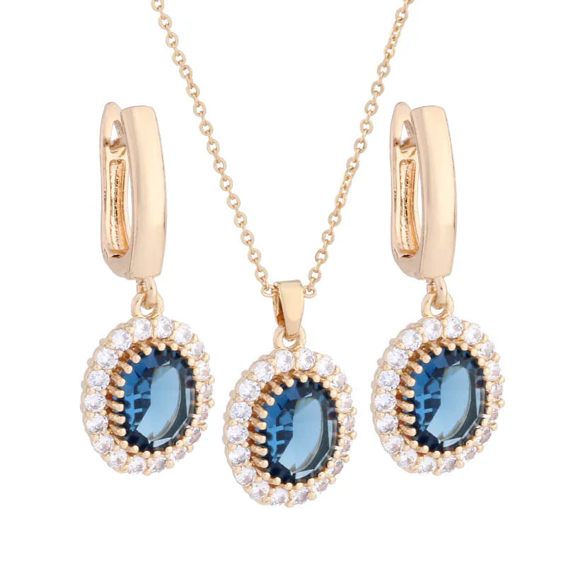 Natural Zircon Necklace and Earrings Jewelry Set - Tophatter Daily Deals