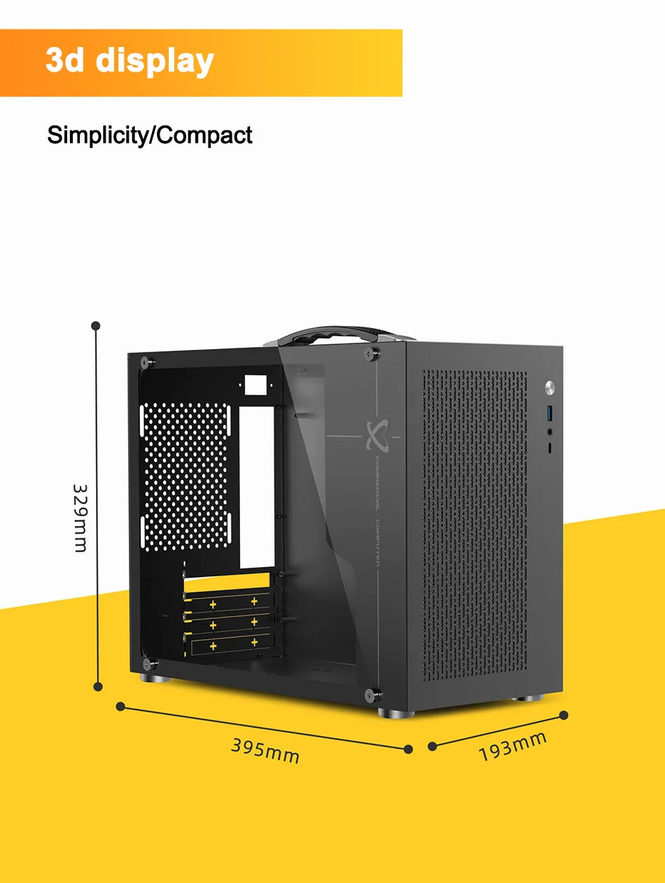 Mini ITX PC Case Transparent Side 240mm Water Cooling - Tophatter Daily Deals