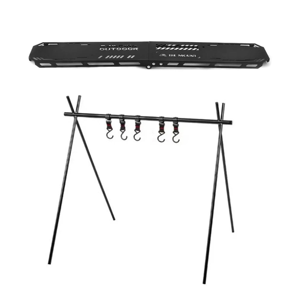 Foldable Camping Tripod Top Plate Rack Black Camp Furniture - Tophatter Daily Deals