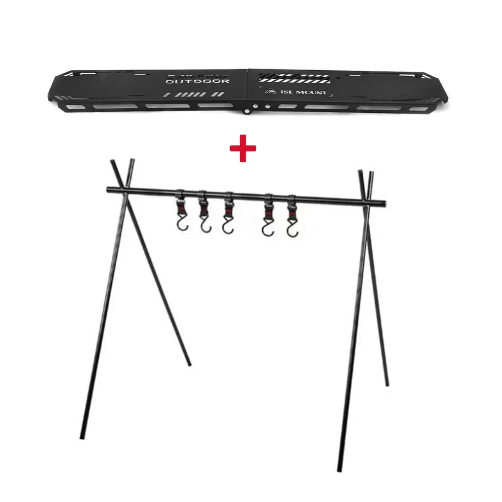 Foldable Camping Tripod Top Plate Rack Black Camp Furniture - Tophatter Daily Deals