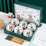 Japanese Hand Painted Ceramic Bowl Set With Chopsticks E-6Bowl 6chopsticks - Tophatter Daily Deals
